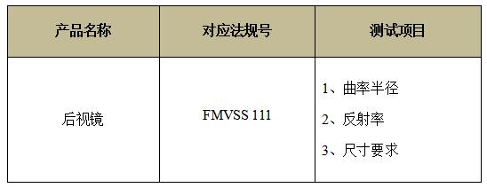 后视镜DOT认证对应法规